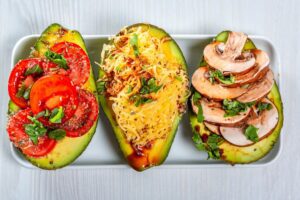 low carb pescatarian meal plan - lobster stuffed avocadoes